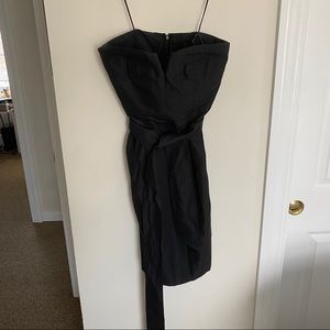 NWT JCrew tie waist strapless dress, black